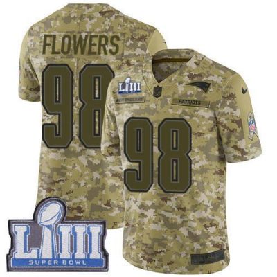 Nike New England Patriots #98 Trey Flowers Camo Super Bowl LIII Bound Stitched NFL Limited 2018 Salute To Service Jersey