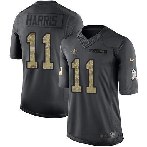 Nike New Orleans Saints #11 Deonte Harris Black Stitched NFL Limited 2016 Salute to Service Jersey