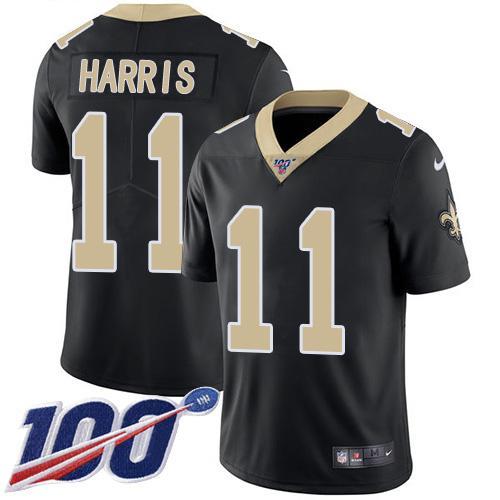 Nike New Orleans Saints #11 Deonte Harris Black Team Color Stitched NFL 100th Season Vapor Untouchable Limited Jersey