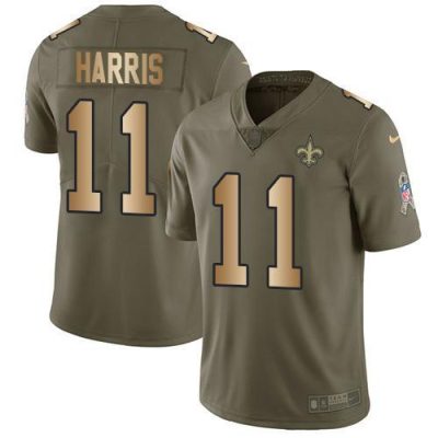 Nike New Orleans Saints #11 Deonte Harris Olive/Gold Stitched NFL Limited 2017 Salute To Service Jersey