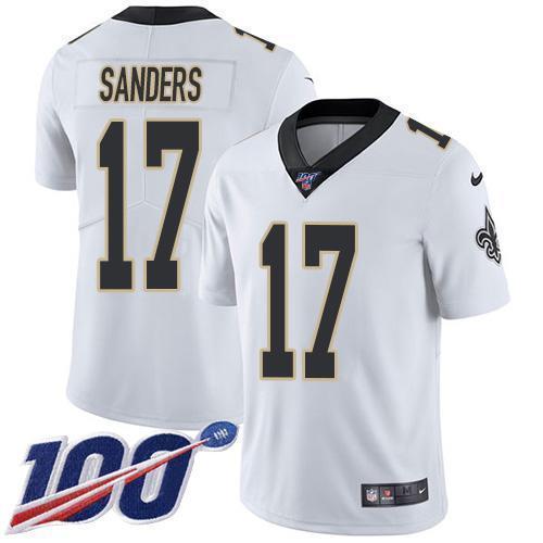 Nike New Orleans Saints #17 Emmanuel Sanders White Stitched NFL 100th Season Vapor Untouchable Limited Jersey