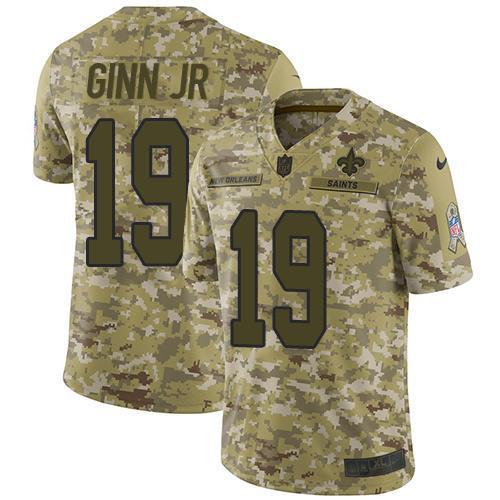 Nike New Orleans Saints #19 Ted Ginn Jr Camo Stitched NFL Limited 2018 Salute To Service Jersey