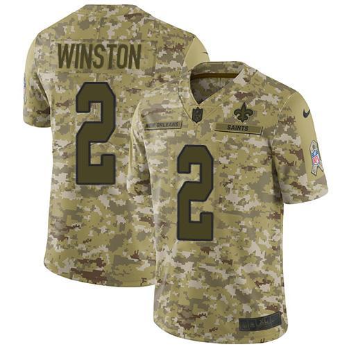 Nike New Orleans Saints #2 Jameis Winston Camo Stitched NFL Limited 2018 Salute To Service Jersey