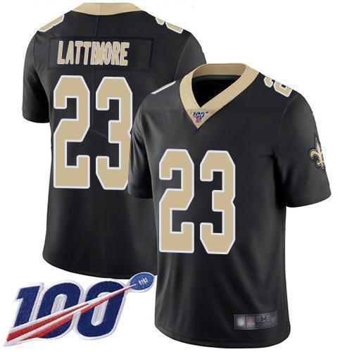 Nike New Orleans Saints #23 Marshon Lattimore Black Team Color Stitched NFL 100th Season Vapor Limited Jersey