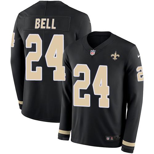 Nike New Orleans Saints #24 Vonn Bell Black Team Color Stitched NFL Limited Therma Long Sleeve Jersey