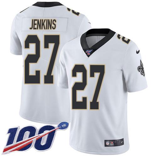 Nike New Orleans Saints #27 Malcolm Jenkins White Stitched NFL 100th Season Vapor Untouchable Limited Jersey