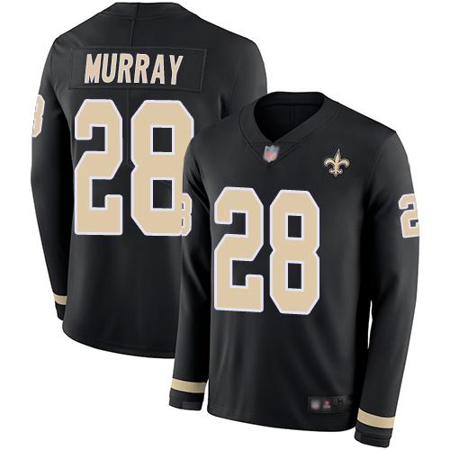 Nike New Orleans Saints #28 Latavius Murray Black Team Color Stitched NFL Limited Therma Long Sleeve Jersey