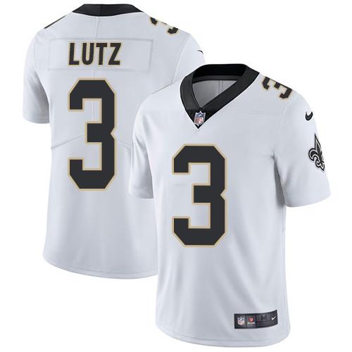Nike New Orleans Saints #3 Wil Lutz White Stitched NFL Vapor Untouchable Limited Jersey