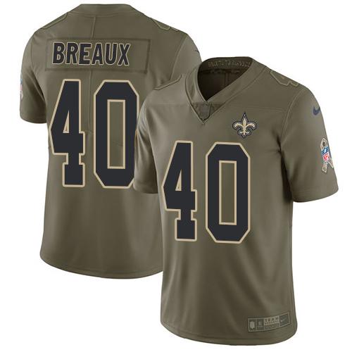 Nike New Orleans Saints #40 Delvin Breaux Olive Stitched NFL Limited 2017 Salute To Service Jersey