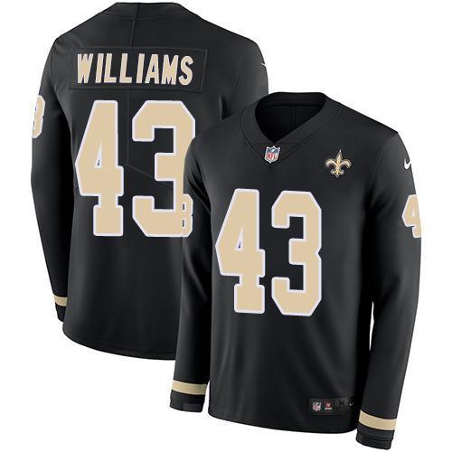 Nike New Orleans Saints #43 Marcus Williams Black Team Color Stitched NFL Limited Therma Long Sleeve Jersey