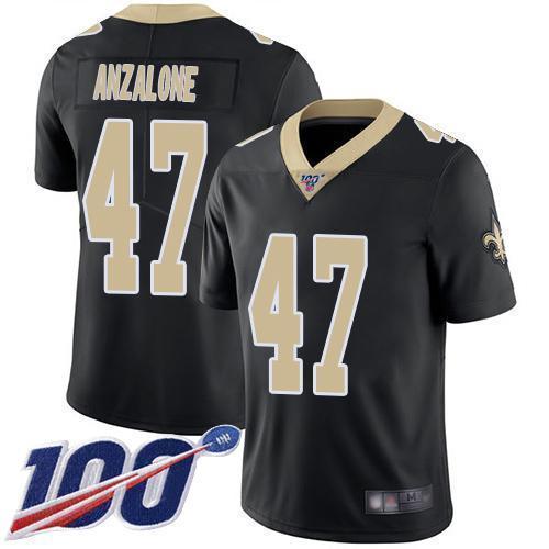 Nike New Orleans Saints #47 Alex Anzalone Black Team Color Stitched NFL 100th Season Vapor Limited Jersey