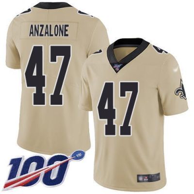 Nike New Orleans Saints #47 Alex Anzalone Gold Stitched NFL Limited Inverted Legend 100th Season Jersey