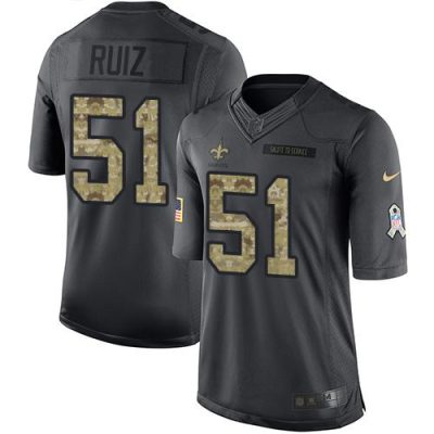 Nike New Orleans Saints #51 Cesar Ruiz Black Stitched NFL Limited 2016 Salute to Service Jersey