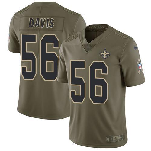 Nike New Orleans Saints #56 DeMario Davis Olive Stitched NFL Limited 2017 Salute To Service Jersey