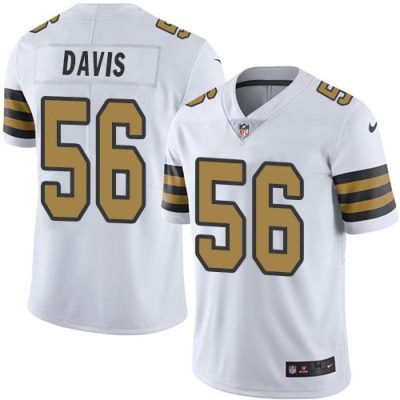 Nike New Orleans Saints #56 DeMario Davis White Stitched NFL Limited Rush Jersey
