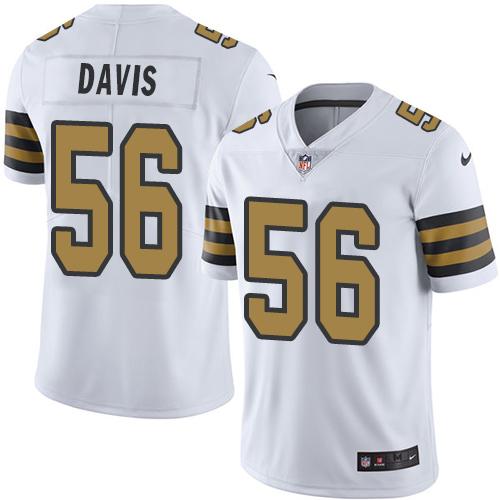Nike New Orleans Saints #56 DeMario Davis White Stitched NFL Limited Rush Jersey