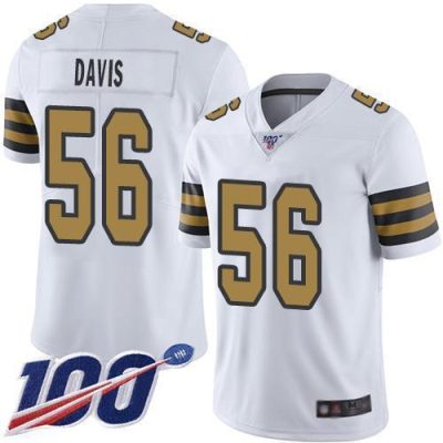 Nike New Orleans Saints #56 DeMario Davis White Stitched NFL Limited Rush 100th Season Jersey