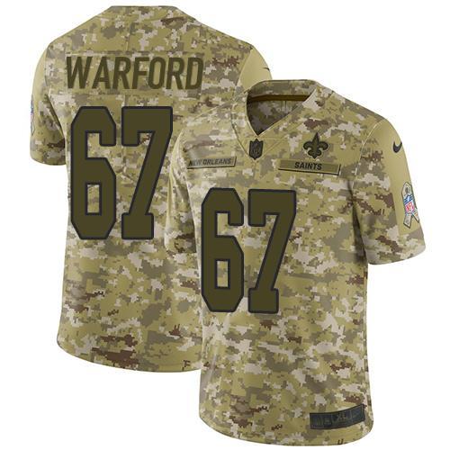 Nike New Orleans Saints #67 Larry Warford Camo Stitched NFL Limited 2018 Salute To Service Jersey