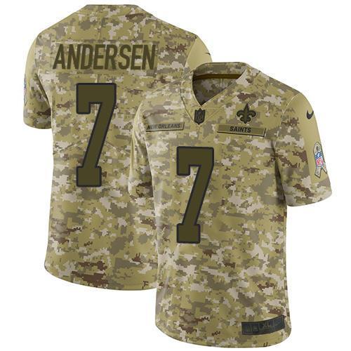 Nike New Orleans Saints #7 Morten Andersen Camo Stitched NFL Limited 2018 Salute To Service Jersey