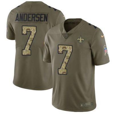Nike New Orleans Saints #7 Morten Andersen Olive/Camo Stitched NFL Limited 2017 Salute To Service Jersey
