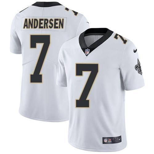 Nike New Orleans Saints #7 Morten Andersen White Stitched NFL Vapor Untouchable Limited Jersey