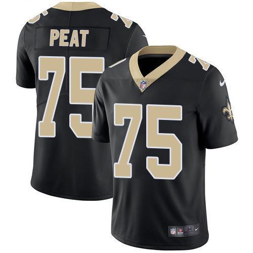 Nike New Orleans Saints #75 Andrus Peat Black Team Color Stitched NFL Vapor Untouchable Limited Jersey