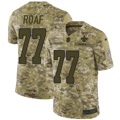 Nike New Orleans Saints #77 Willie Roaf Camo Stitched NFL Limited 2018 Salute To Service Jersey
