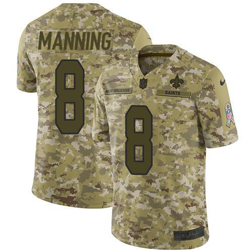 Nike New Orleans Saints #8 Archie Manning Camo Stitched NFL Limited 2018 Salute To Service Jersey