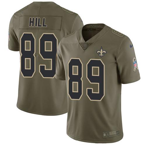 Nike New Orleans Saints #89 Josh Hill Olive Stitched NFL Limited 2017 Salute To Service Jersey