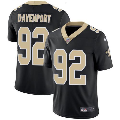 Nike New Orleans Saints #92 Marcus Davenport Black Team Color Stitched NFL Vapor Untouchable Limited Jersey