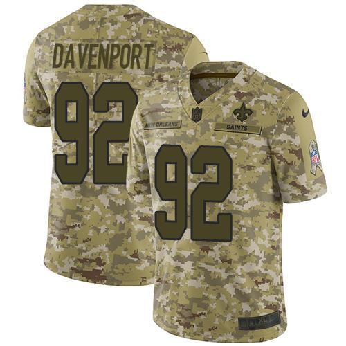 Nike New Orleans Saints #92 Marcus Davenport Camo Stitched NFL Limited 2018 Salute To Service Jersey