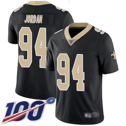 Nike New Orleans Saints #94 Cameron Jordan Black Team Color Stitched NFL 100th Season Vapor Limited Jersey