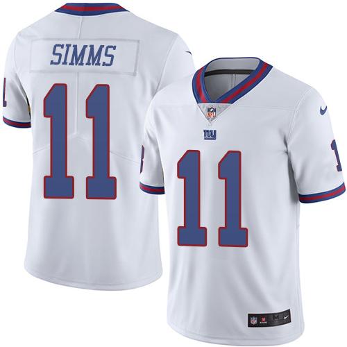 Nike New York Giants #11 Phil Simms White Men's Stitched NFL Limited Rush Jersey Men's