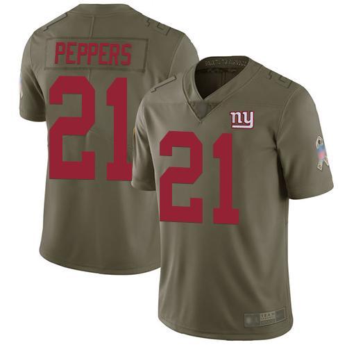 Nike New York Giants #21 Jabrill Peppers Olive Men's Stitched NFL Limited 2017 Salute to Service Jersey Men's