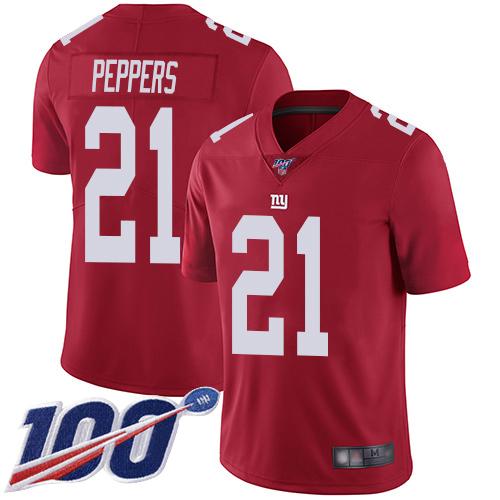 Nike New York Giants #21 Jabrill Peppers Red Men's Stitched NFL Limited Inverted Legend 100th Season Jersey Men's