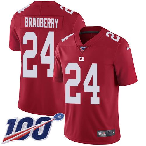 Nike New York Giants #24 James Bradberry Red Alternate Men's Stitched NFL 100th Season Vapor Untouchable Limited Jersey Men's