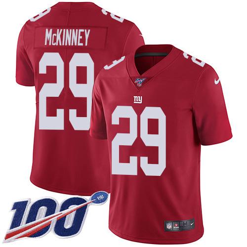 Nike New York Giants #29 Xavier McKinney Red Alternate Men's Stitched NFL 100th Season Vapor Untouchable Limited Jersey Men's