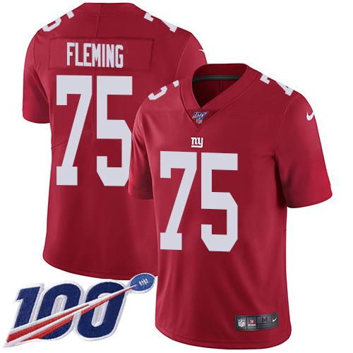 Nike New York Giants #75 Cameron Fleming Red Alternate Men's Stitched NFL 100th Season Vapor Untouchable Limited Jersey Men's