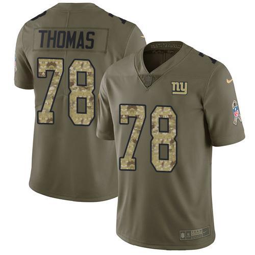 Nike New York Giants #78 Andrew Thomas Olive/Camo Men's Stitched NFL Limited 2017 Salute To Service Jersey Men's