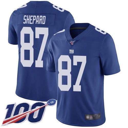 Nike New York Giants #87 Sterling Shepard Royal Blue Team Color Men's Stitched NFL 100th Season Vapor Limited Jersey Men's