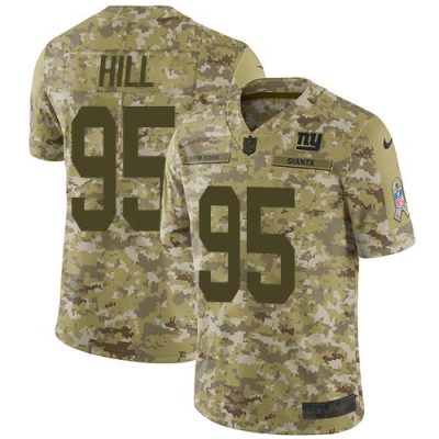 Nike New York Giants #95 B.J. Hill Camo Men's Stitched NFL Limited 2018 Salute To Service Jersey Men's