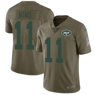 Nike New York Jets #11 Denzel Mim Olive Stitched NFL Limited 2017 Salute To Service Jersey