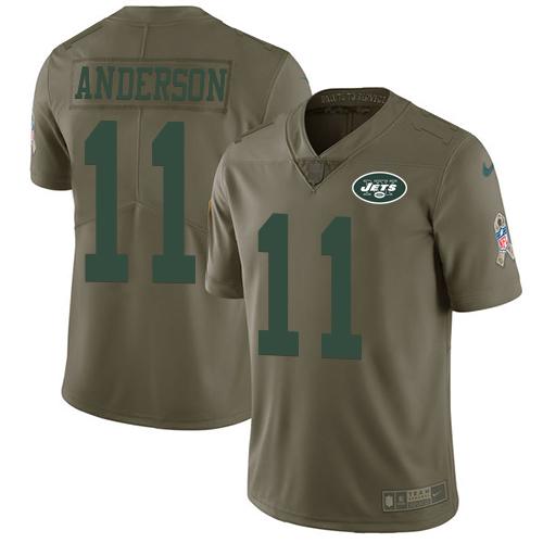 Nike New York Jets #11 Robby Anderson Olive Stitched NFL Limited 2017 Salute To Service Jersey
