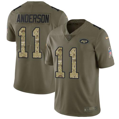 Nike New York Jets #11 Robby Anderson Olive/Camo Stitched NFL Limited 2017 Salute To Service Jersey