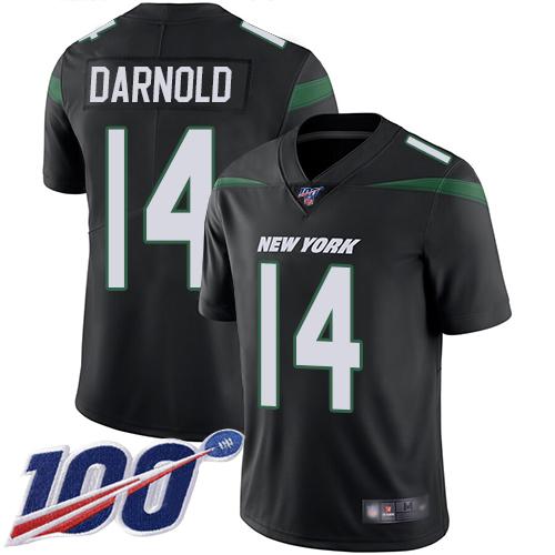 Nike New York Jets #14 Sam Darnold Black Alternate Stitched NFL 100th Season Vapor Limited Jersey