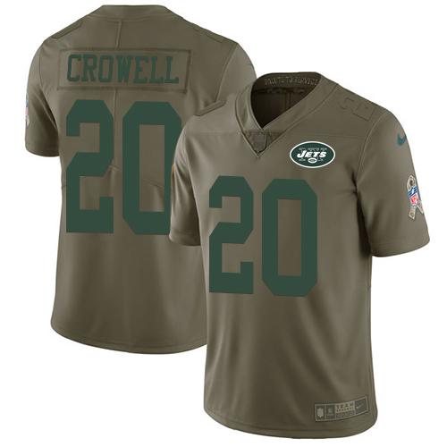 Nike New York Jets #20 Isaiah Crowell Olive Stitched NFL Limited 2017 Salute to Service Jersey