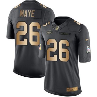 Nike New York Jets #26 Marcus Maye Black Stitched NFL Limited Gold Salute To Service Jersey