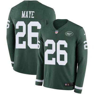 Nike New York Jets #26 Marcus Maye Green Team Color Stitched NFL Limited Therma Long Sleeve Jersey