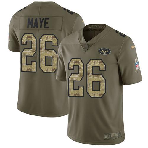 Nike New York Jets #26 Marcus Maye Olive/Camo Stitched NFL Limited 2017 Salute To Service Jersey