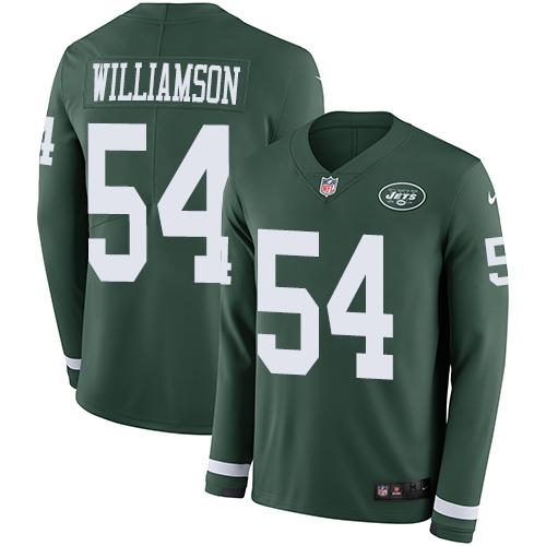 Nike New York Jets #54 Avery Williamson Green Team Color Stitched NFL Limited Therma Long Sleeve Jersey